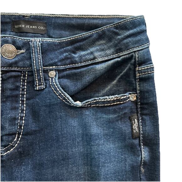 Women’s Silver Suki Bootcut Blue Embroidered Denim Jeans Size 26x33 - Picture 5 of 8
